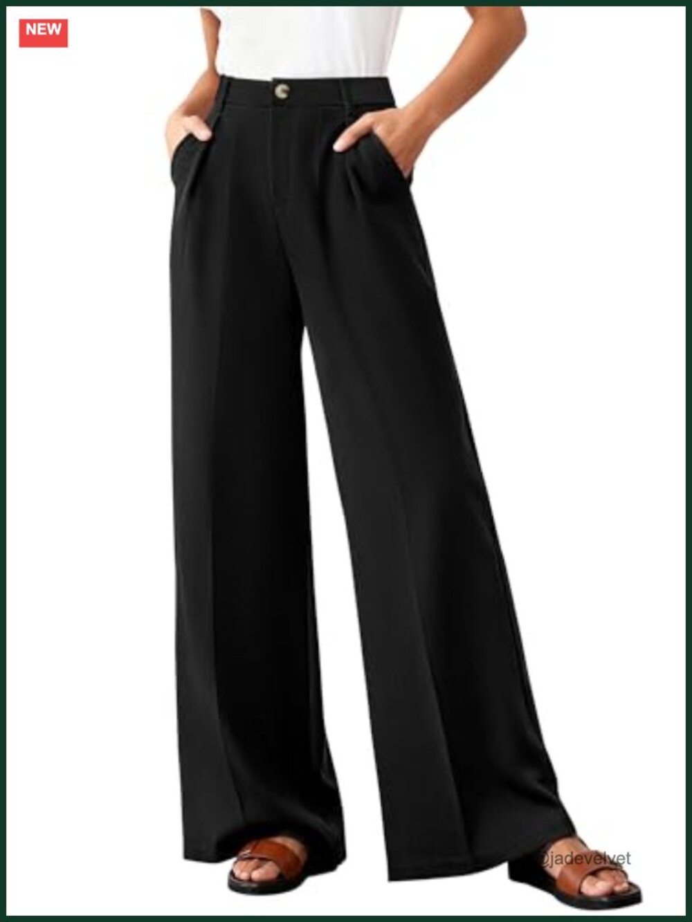 High Waisted Wide Leg Dress Pants Women Pockets Business Casual